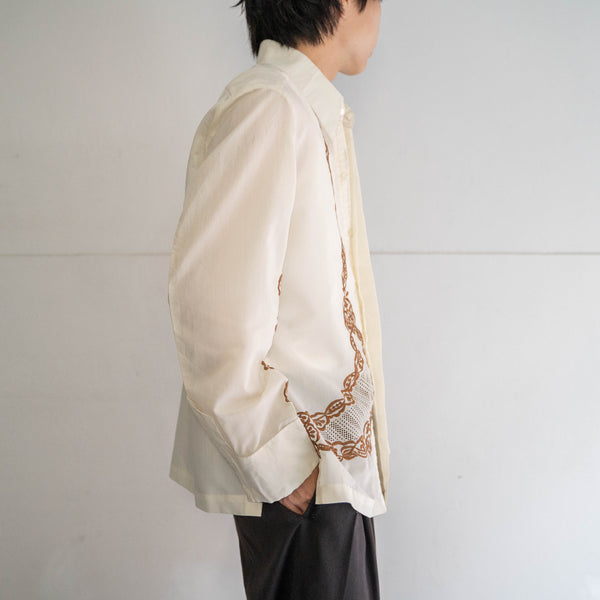 around 1970s ivory embroidery l/s shirt