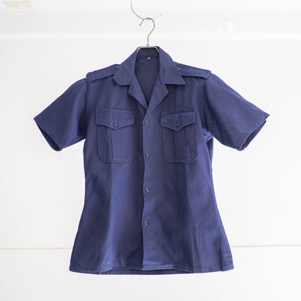 1950-60s French military M47 blue twill short sleeve shirt 'dead stock'