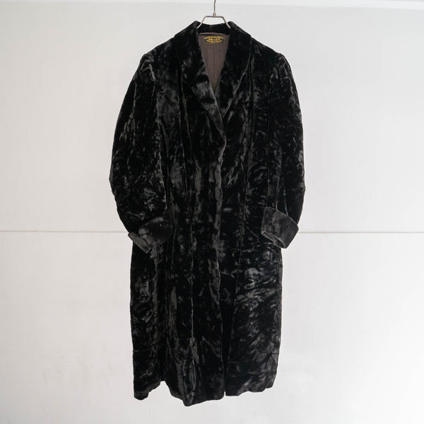 1980-90s British black color velor long coat