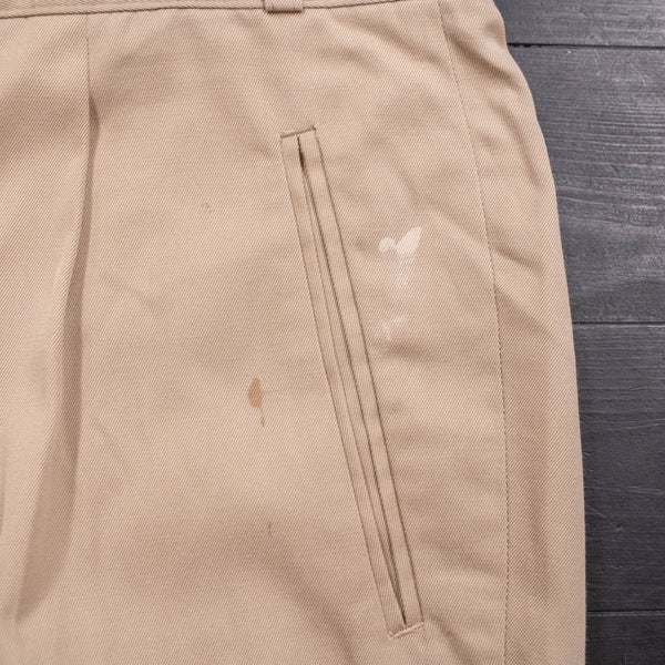 around 1970s German military cotton × poly one tuck chino trousers