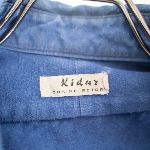 1960-70s France 'Kidur' blue twill grandpa shirt