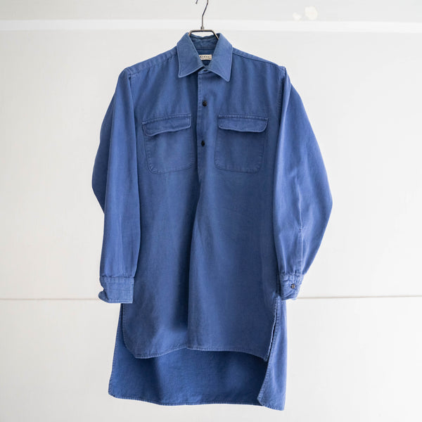 1960-70s France 'Kidur' blue twill grandpa shirt