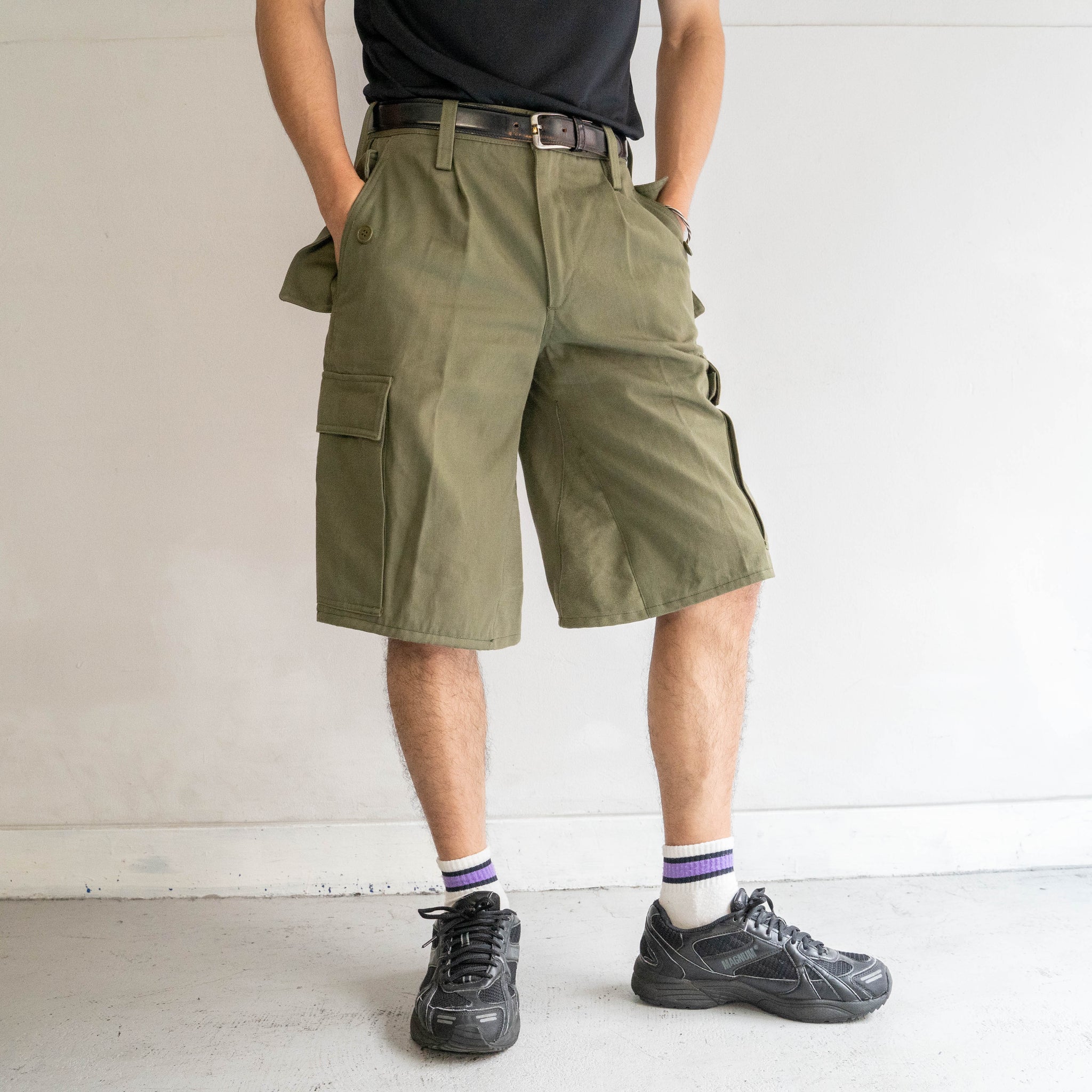 'remake' 1990s Italian military alpine wide cargo shorts 'dead stock'