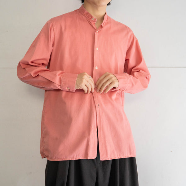 1970-80s Europe faded pink stand collar l/s shirt