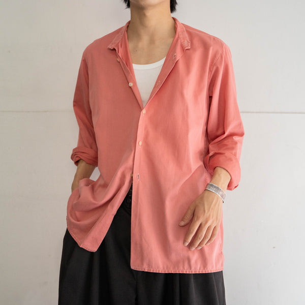 1970-80s Europe faded pink stand collar l/s shirt