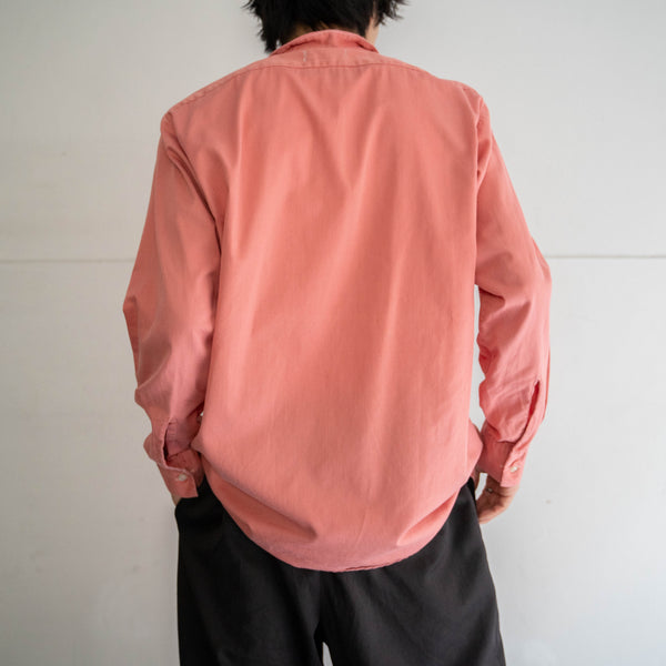 1970-80s Europe faded pink stand collar l/s shirt