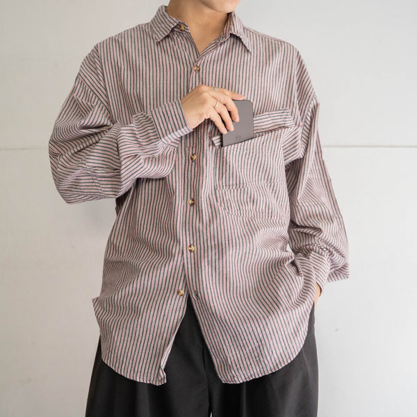 1990s GOOUCH red × black striped l/s shirt 'dead stock'