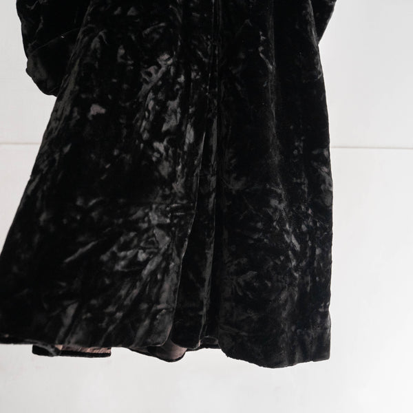 1980-90s British black color velor long coat