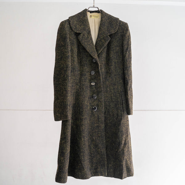 around 1980s Germany black × yellow wool long coat