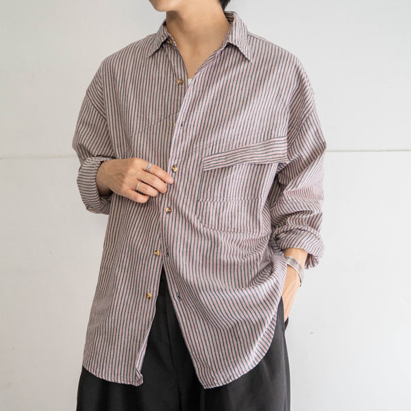 1990s GOOUCH red × black striped l/s shirt 'dead stock'