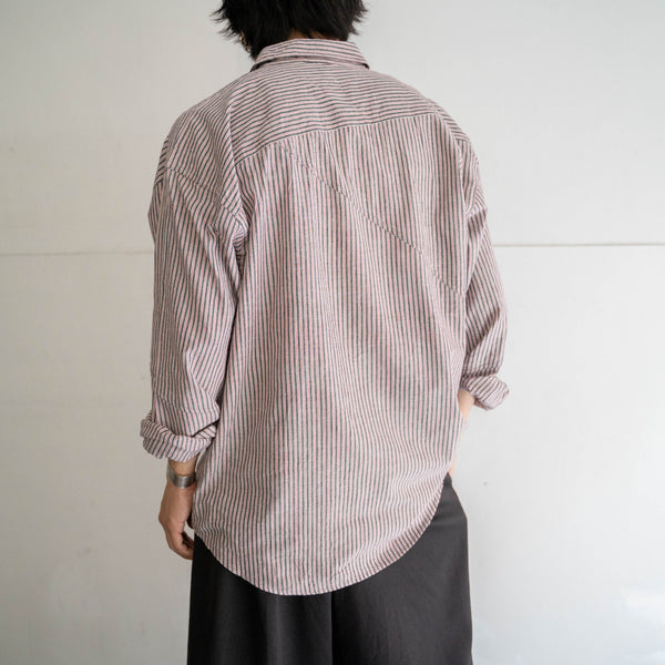 1990s GOOUCH red × black striped l/s shirt 'dead stock'