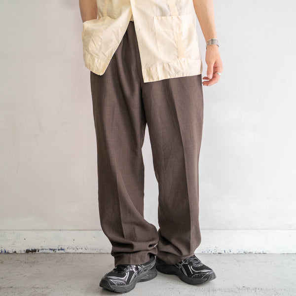 1980-90s "TOWNCRAFT" dark brown poly × wool light slacks
