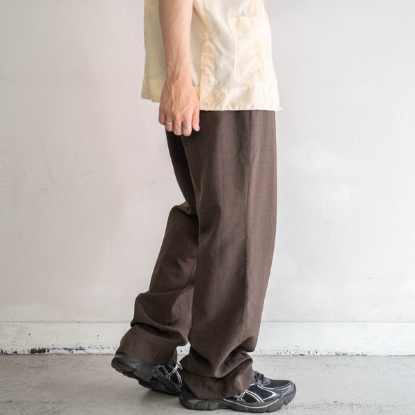 1980-90s "TOWNCRAFT" dark brown poly × wool light slacks