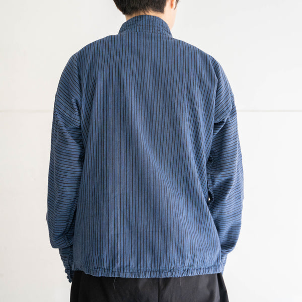 around 1980s blue stripe ethnic smock shirt