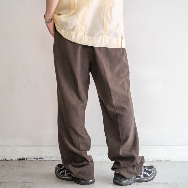 1980-90s "TOWNCRAFT" dark brown poly × wool light slacks