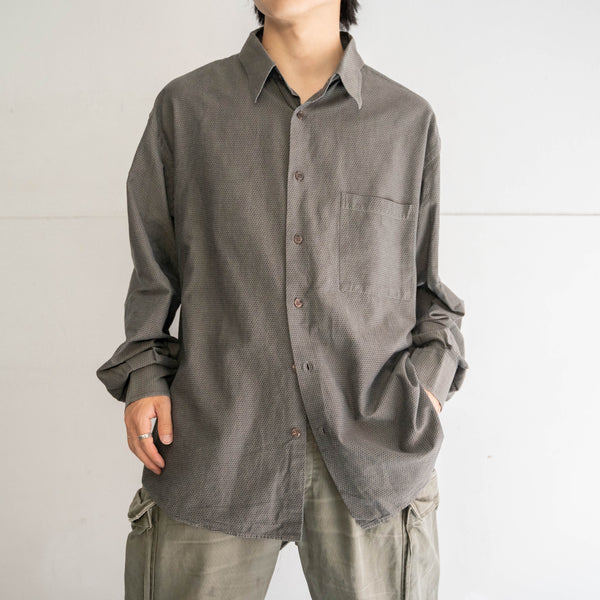 1990s Italy gray all-over pattern l/s shirt