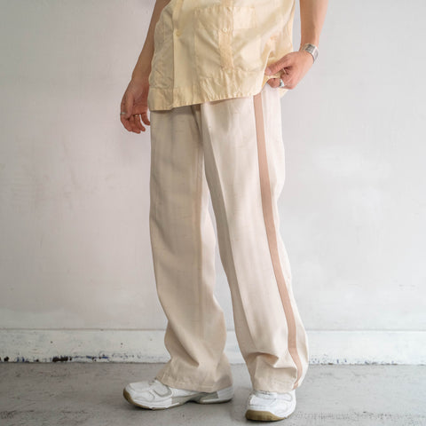 1980s USA side line kasuri pattern flare slacks -side adjuster-