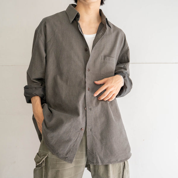 1990s Italy gray all-over pattern l/s shirt
