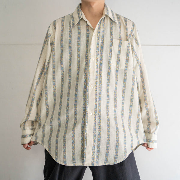 1980-90s flower pattern stripe l/s shirt