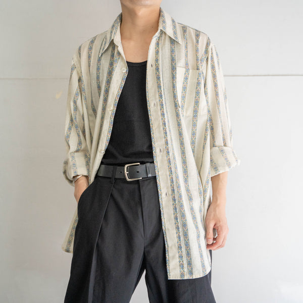 1980-90s flower pattern stripe l/s shirt
