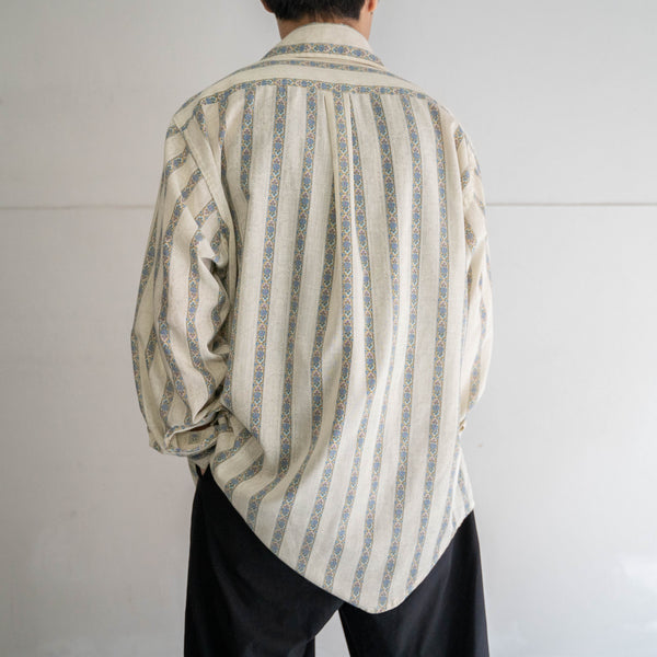 1980-90s flower pattern stripe l/s shirt