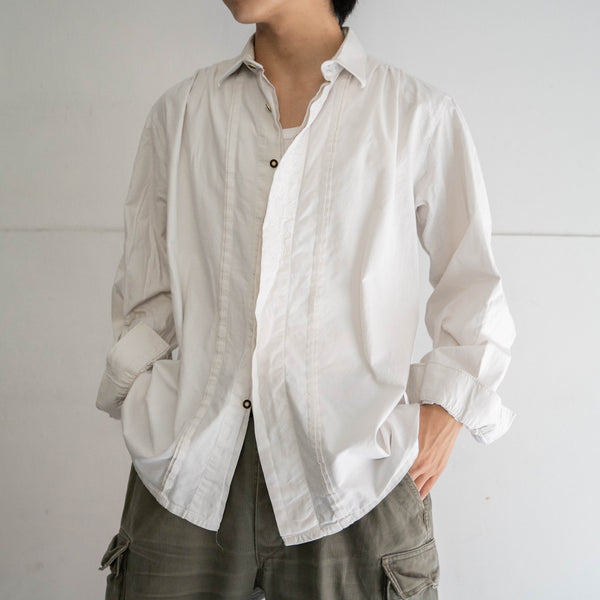 around 1970s Europe white linen shirt -antique look-
