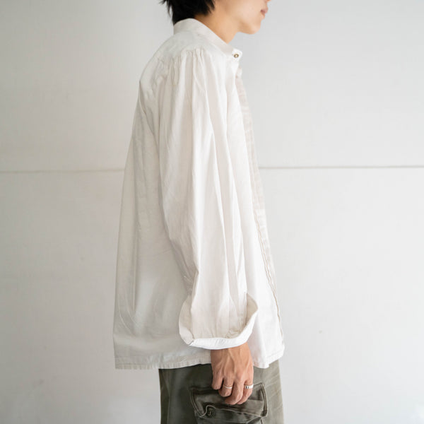 around 1970s Europe white linen shirt -antique look-