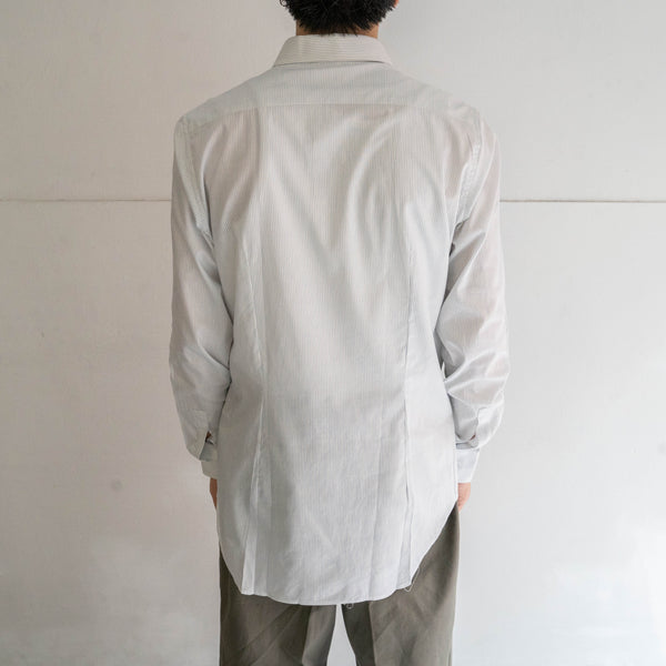 around 1960s Italy white × light blue stripe dress shirt