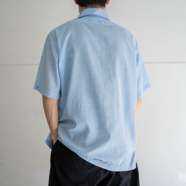 1970s light blue cuba shirt -hand embroidery-