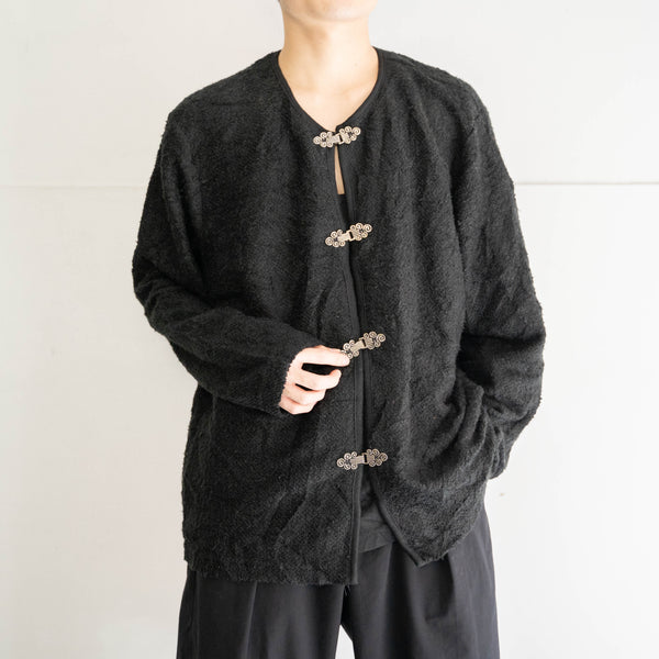 1990s black knit cardigan -good front design-