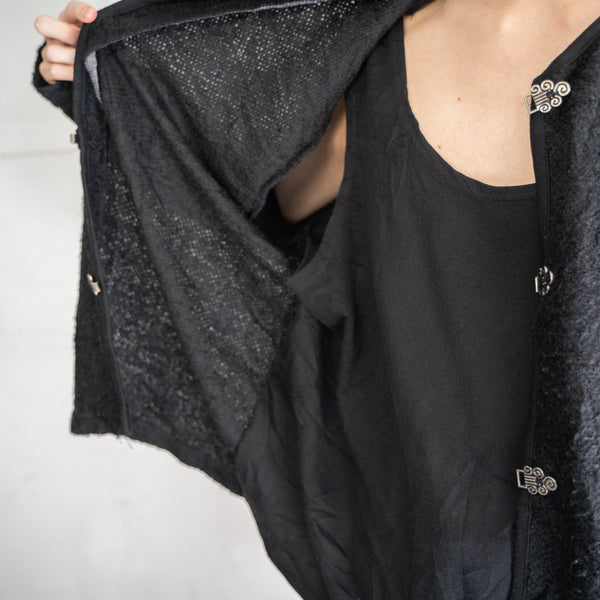 1990s black knit cardigan -good front design-