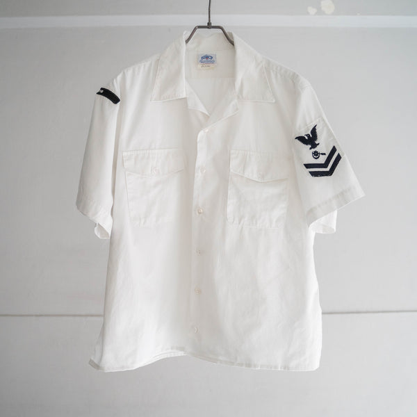 1990-00s US military white shirt with patch 'dead stock' -remake-