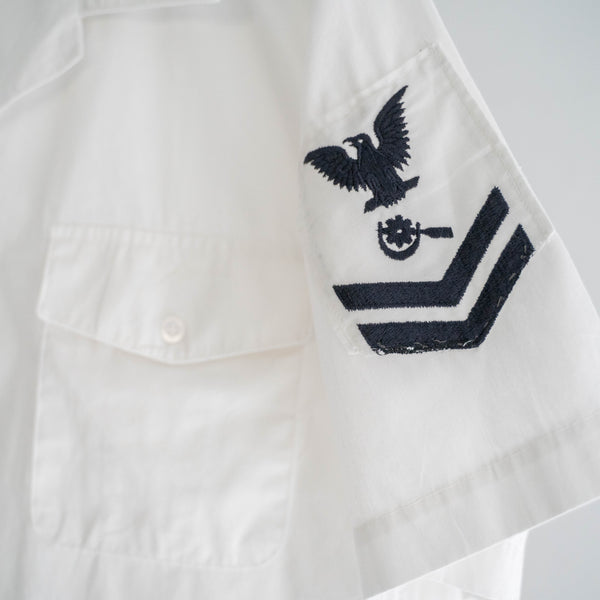 1990-00s US military white shirt with patch 'dead stock' -remake-