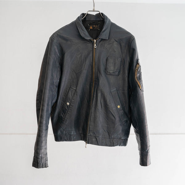 around 1970s French military pilot leather jacket -civilian type-