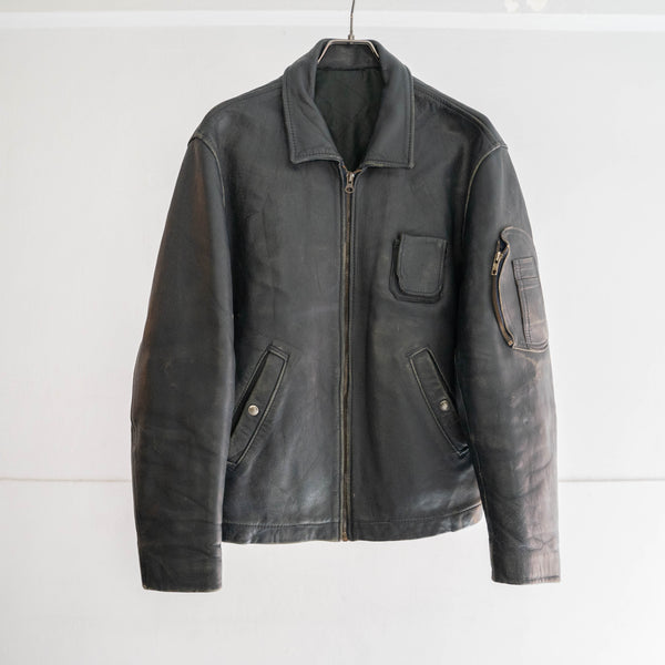 around 1970s French military pilot leather jacket -civilian type-