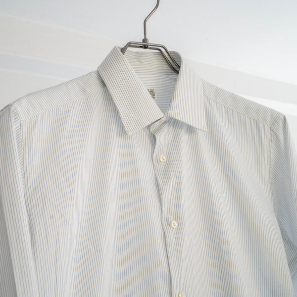 around 1960s Italy white × light blue stripe dress shirt