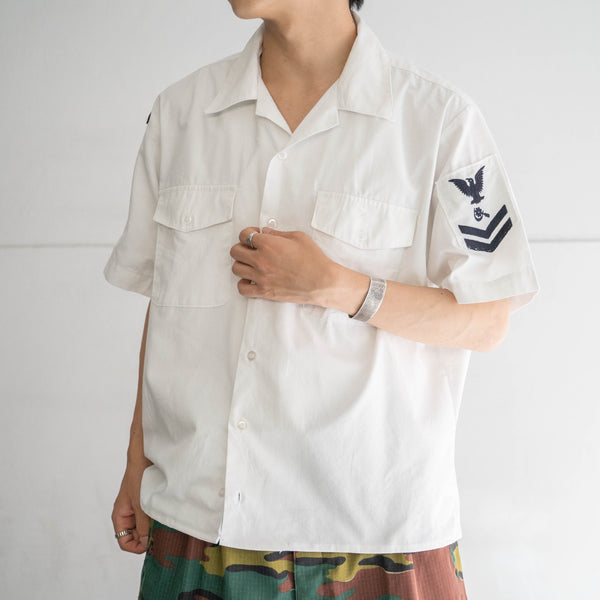 1990-00s US military white shirt with patch 'dead stock' -remake-