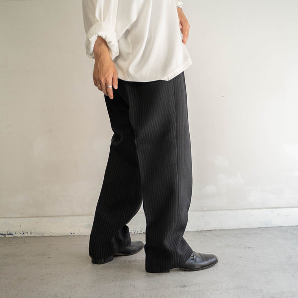 1950-60s Japan vintage black stripe wool pants -great fabric-
