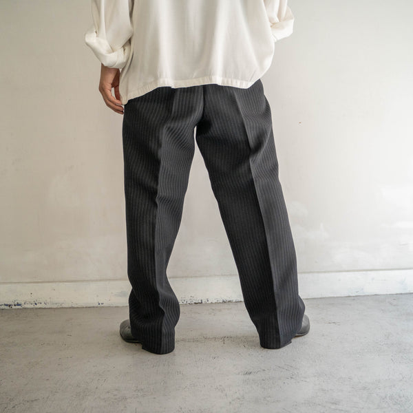 1950-60s Japan vintage black stripe wool pants -great fabric-