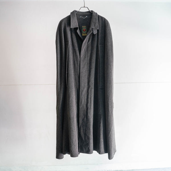 around 1970s Austria black color loden cape long coat -with chin strap-