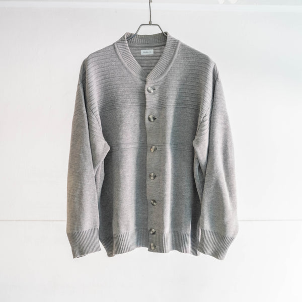 1980-90s Germany gray color poly × wool design knit cardigan