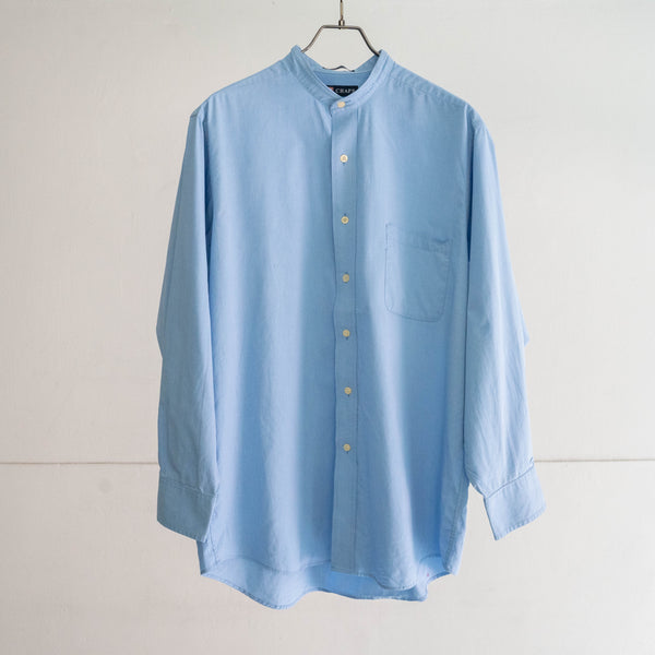 2000s 'CHAPS' light blue color cotton ×poli stand collar shirt