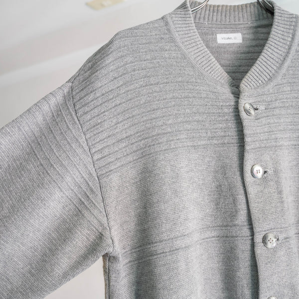 1980-90s Germany gray color poly × wool design knit cardigan