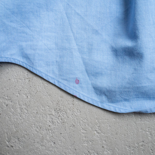 2000s 'CHAPS' light blue color cotton ×poli stand collar shirt