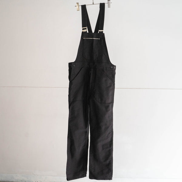 around 1970s France moleskin overall -black dyed- 'dead stock'  -2