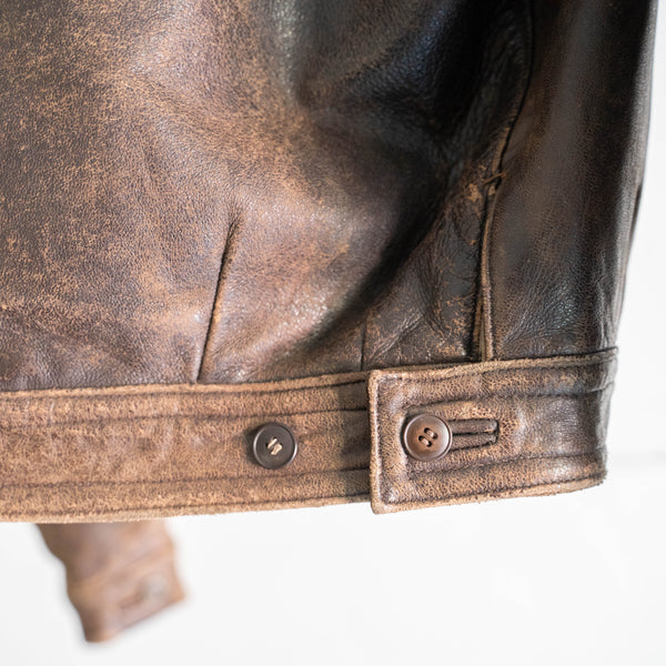 1940s French military brown color leather cyclist jacket 'CJF'