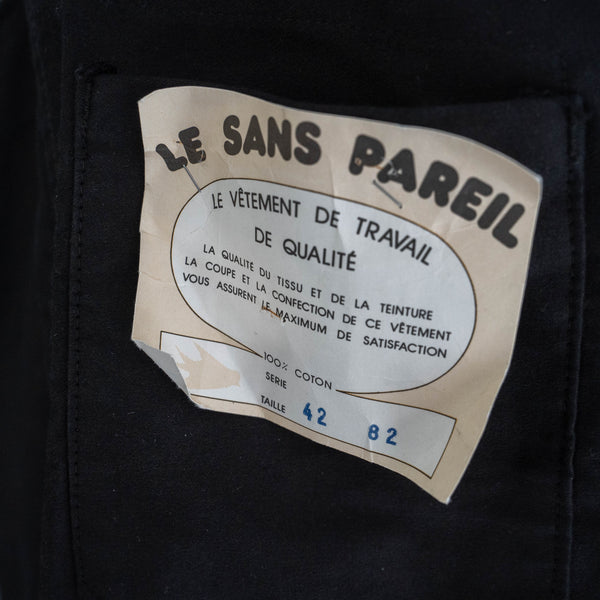 around 1970s France moleskin overall -black dyed- 'dead stock'  -2