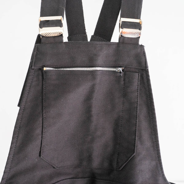 around 1970s France moleskin overall -black dyed- 'dead stock'  -2