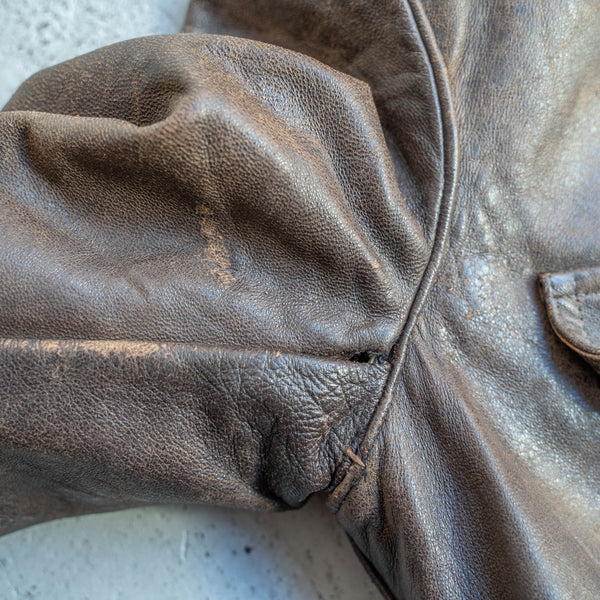 1940s French military brown color leather cyclist jacket 'CJF'