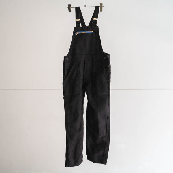 around 1970s France moleskin overall -black dyed- 'dead stock' -1